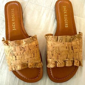 Jack Rogers Cork Ruffle Slides New 7.5
